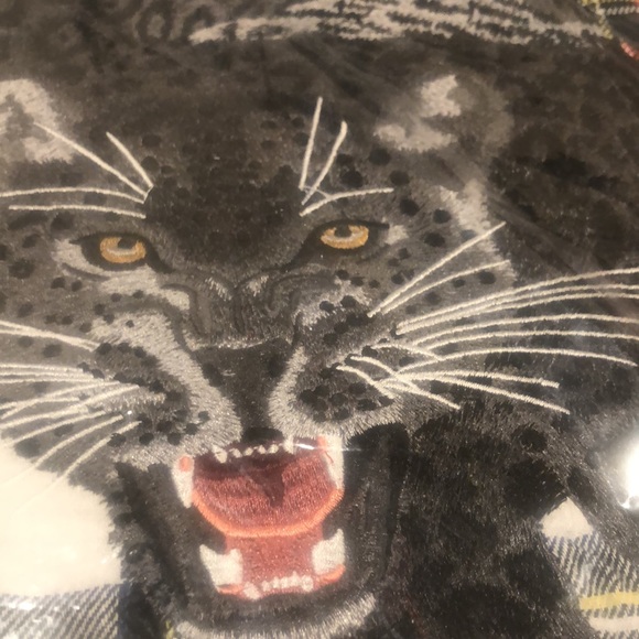 Black Panther embroidered tartan pillow cover William Sonoma home - Picture 8 of 11